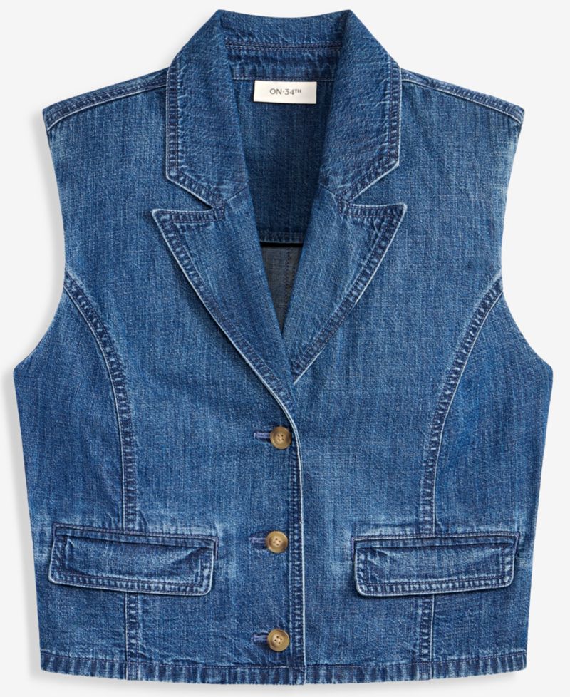 Women's Cropped Denim Vest