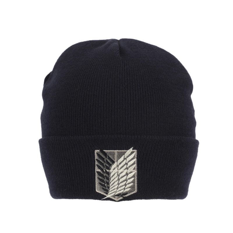 Men's Embroidered Survey Corps Logo Black Cuff Beanie