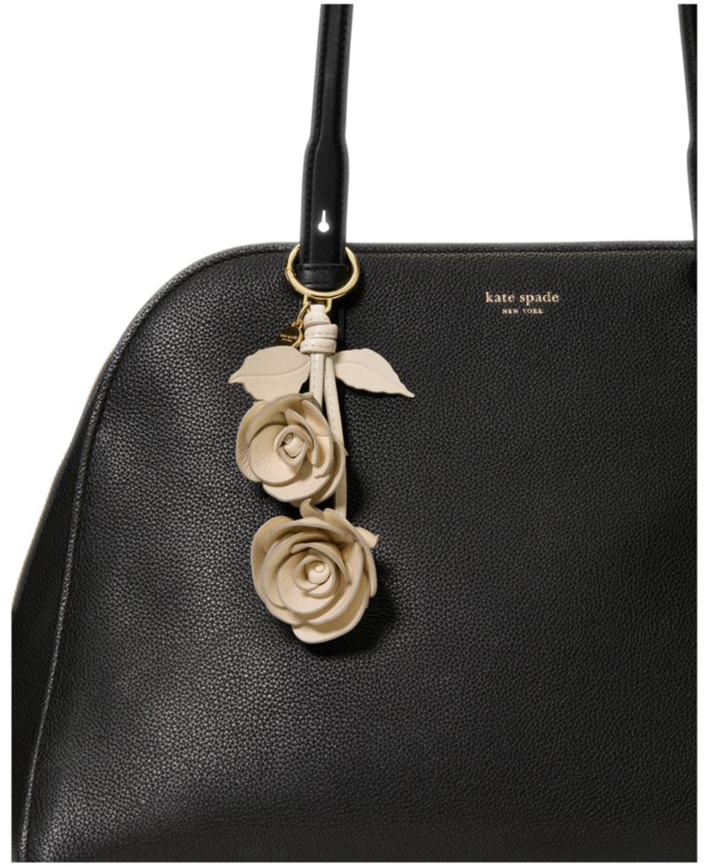 Crinkle Patent Leather Stacked Rose Bag Charms