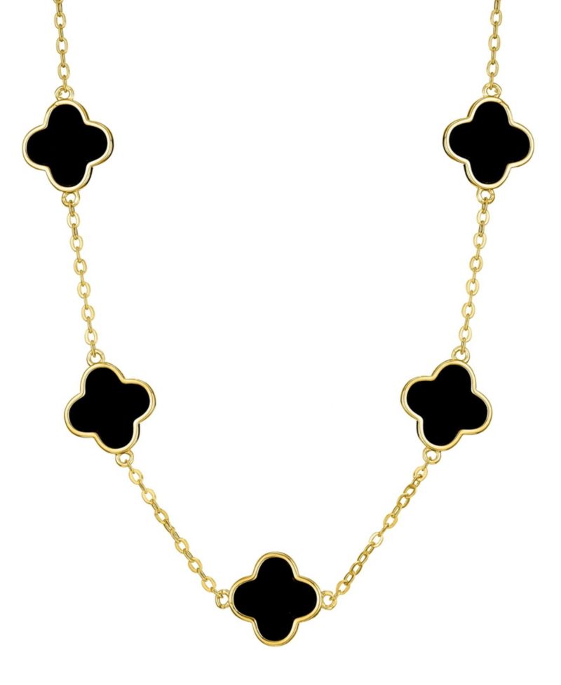 Metal-tone Black Clover Station Necklace