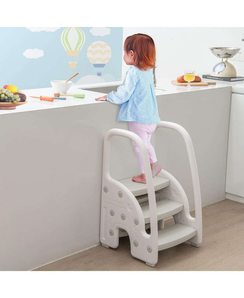 Kids 3-Step Stool with Safety Handles and Non-slip Pedals
