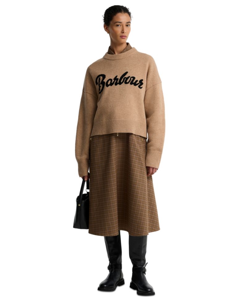 Women's Ivybridge Knit Crewneck Crop Wool Sweater