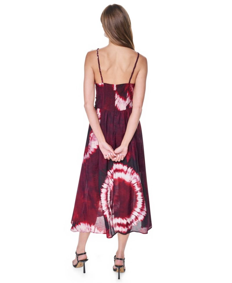 Women's Printed Voile Braided Detail V-Neck Dress