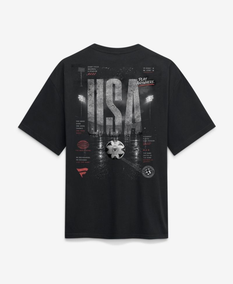 Men's Black USA Streets Of The World Heavyweight T-Shirt