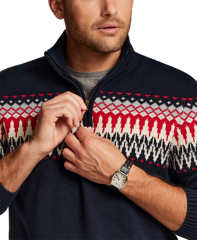 Men's Nordic Yoke Quarter-Zip Sweater