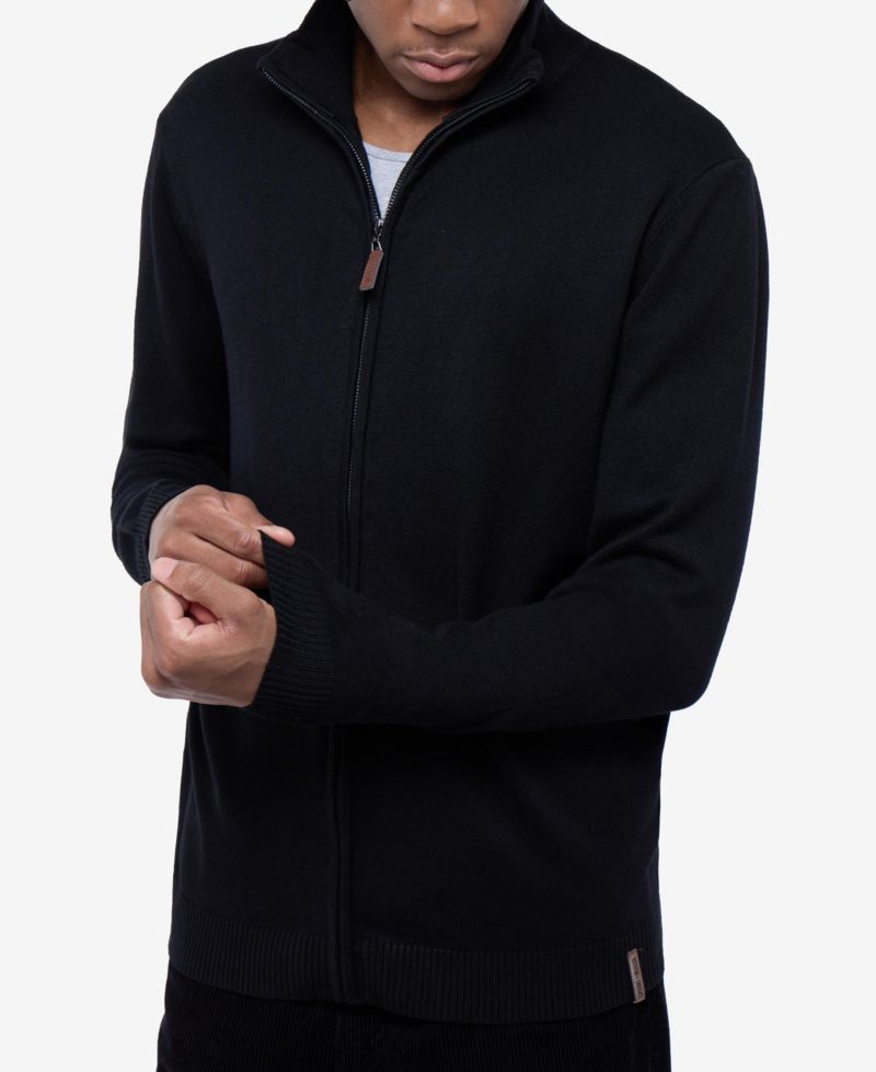 Men's Full Zip Mock Neck Sweater