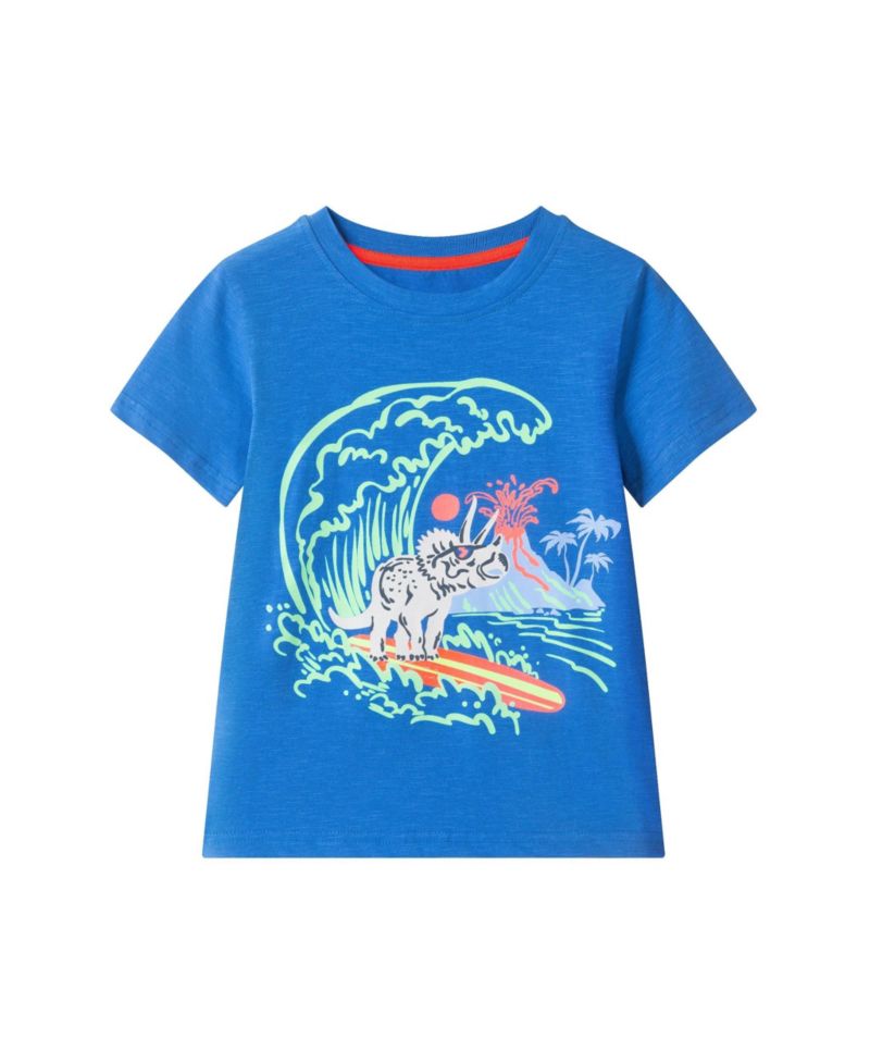 Toddler Boys Surfing Dino Tee and Knit Denim Short Set