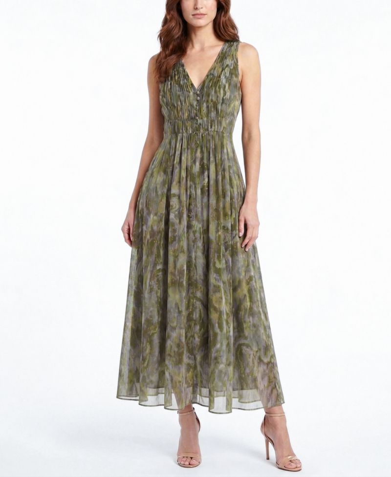 Women's Shirred V-Neck Dress