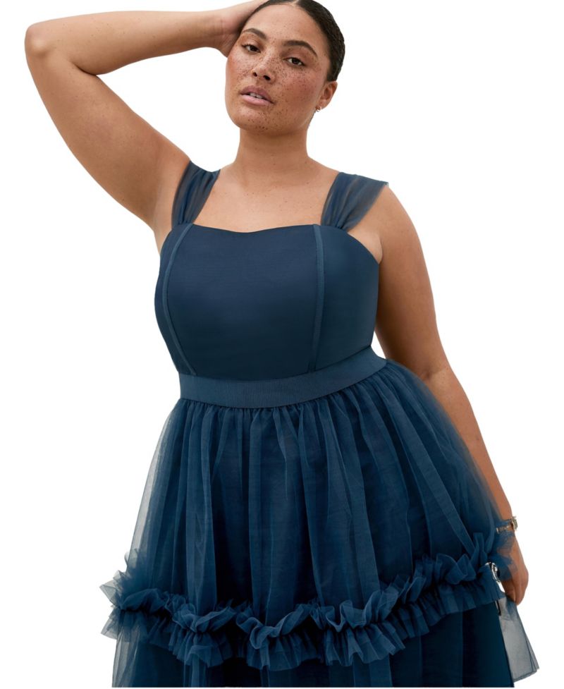 Plus Size Charming Tulle Tiered Dress