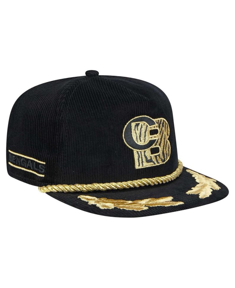 Men's Black Cincinnati Bengals City Originals Corduroy Skipper Golfer Snapback Hat