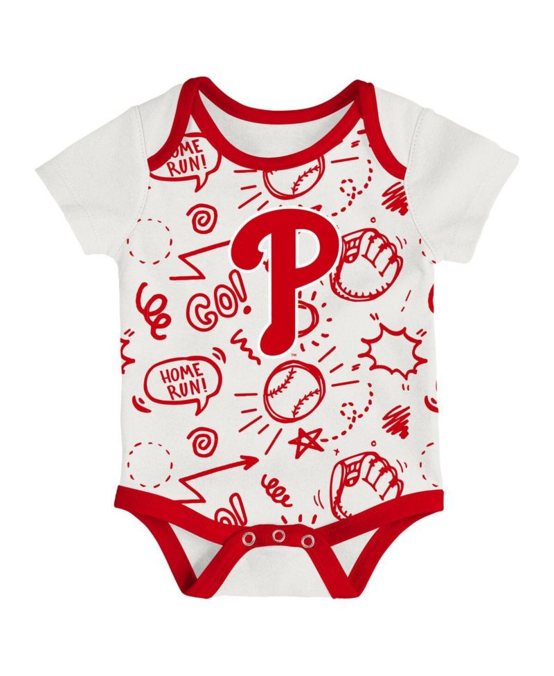 Baby Boys and Girls 3-Piece Philadelphia Phillies All Day Play Bodysuit Set