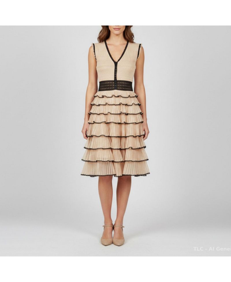 Women's Powder Lurex Knit Tiered Mini Dress