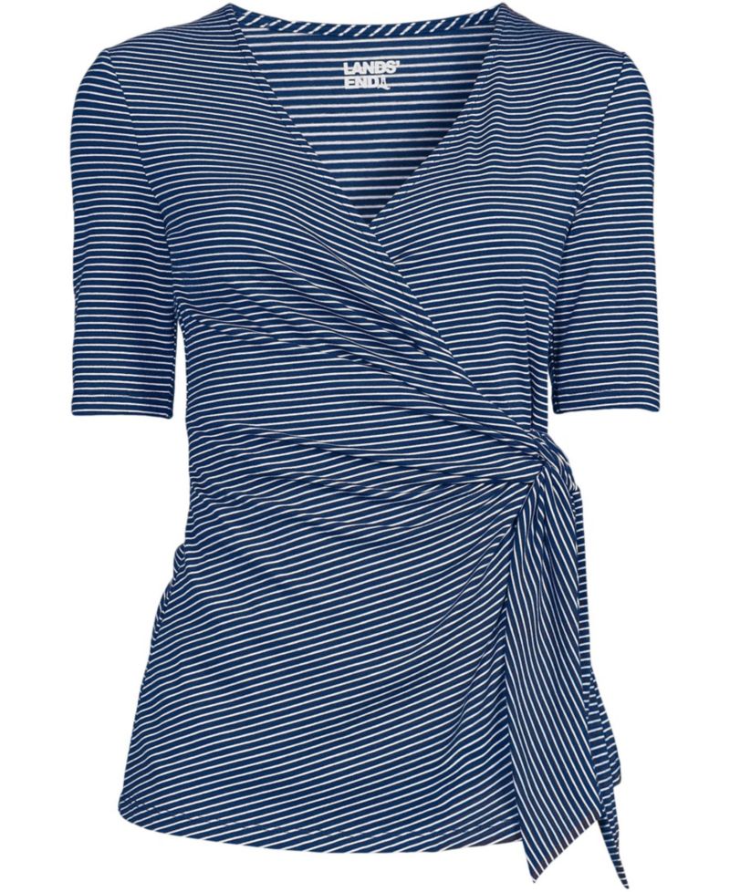 Women's Elbow Sleeve Lightweight Jersey Side Tie Blouse