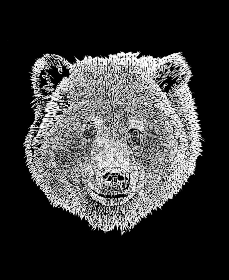 Men's Word Art Bear Face Crewneck Sweatshirt