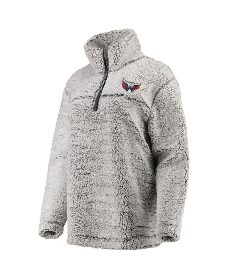 Women's Gray Washington Capitals Sherpa Quarter-Zip Pullover Jacket