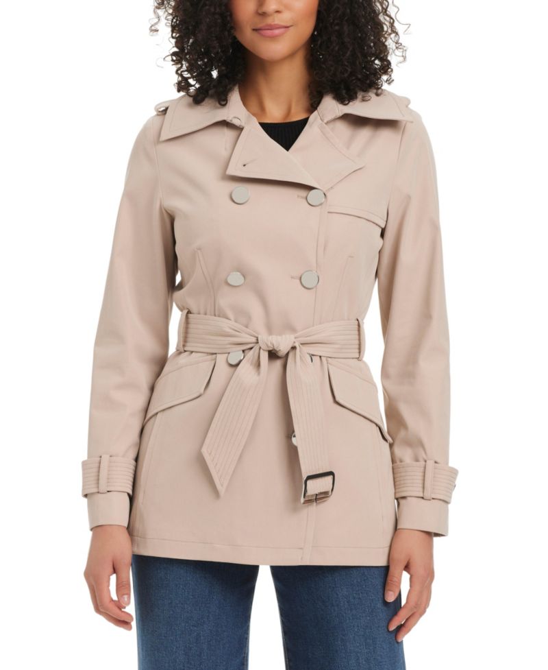 Women's Short Water-Resistant Double-Breasted Trench