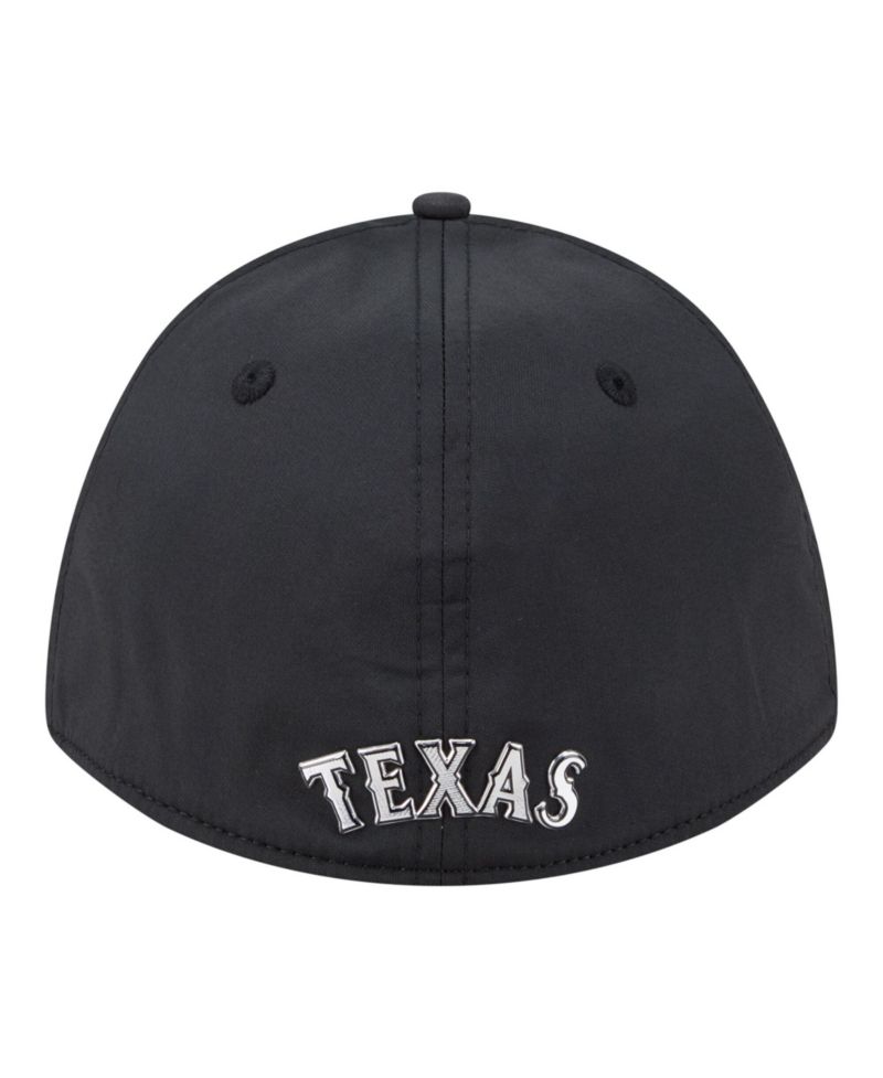 Men's Black Texas Rangers Metallic 39THIRTY M-Crown Flex Hat