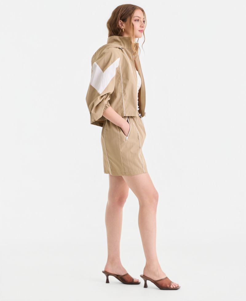 Women's Nylon Track Mini Skirt