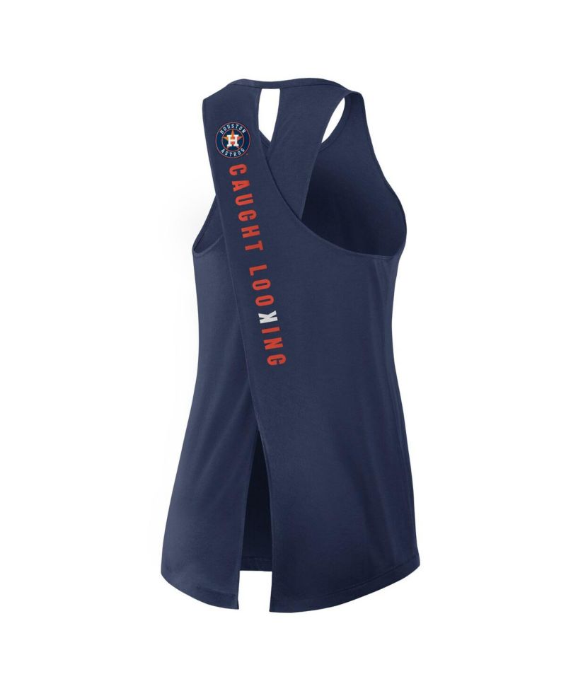 Women's Navy Houston Astros Crisscross Performance Tank Top