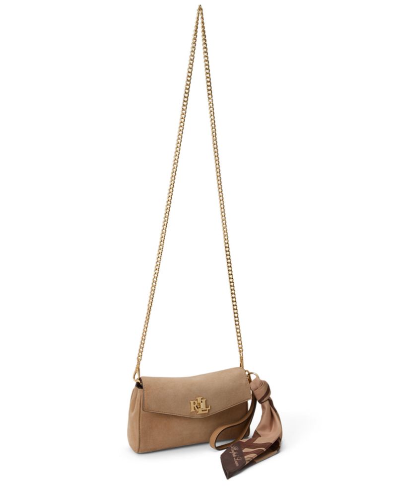 Scarf Trim Suede Small Crossbody Bag