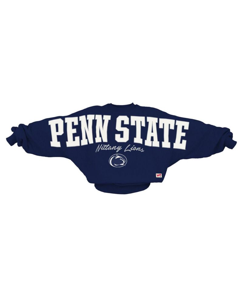 Women's Navy Penn State Nittany Lions Flannigan Oversized Dolman Pullover Sweatshirt