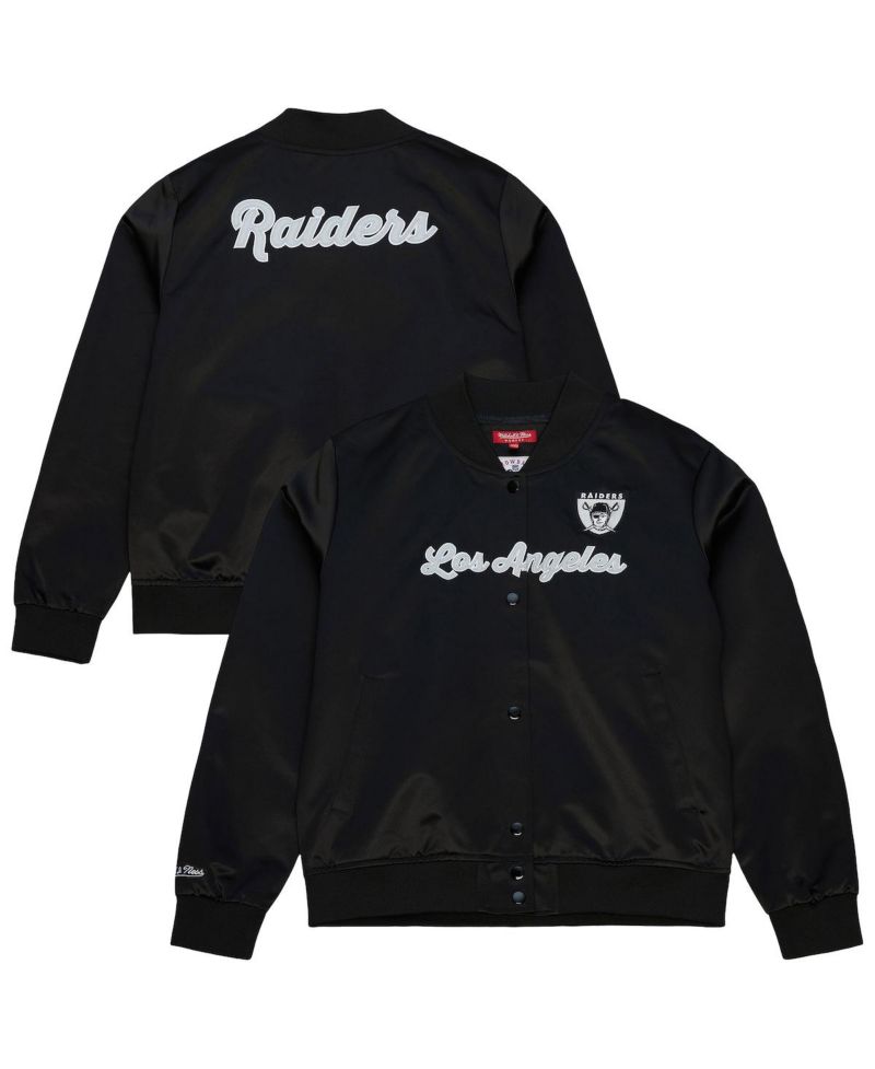 Women's Black Las Vegas Raiders Full-Snap Satin Jacket