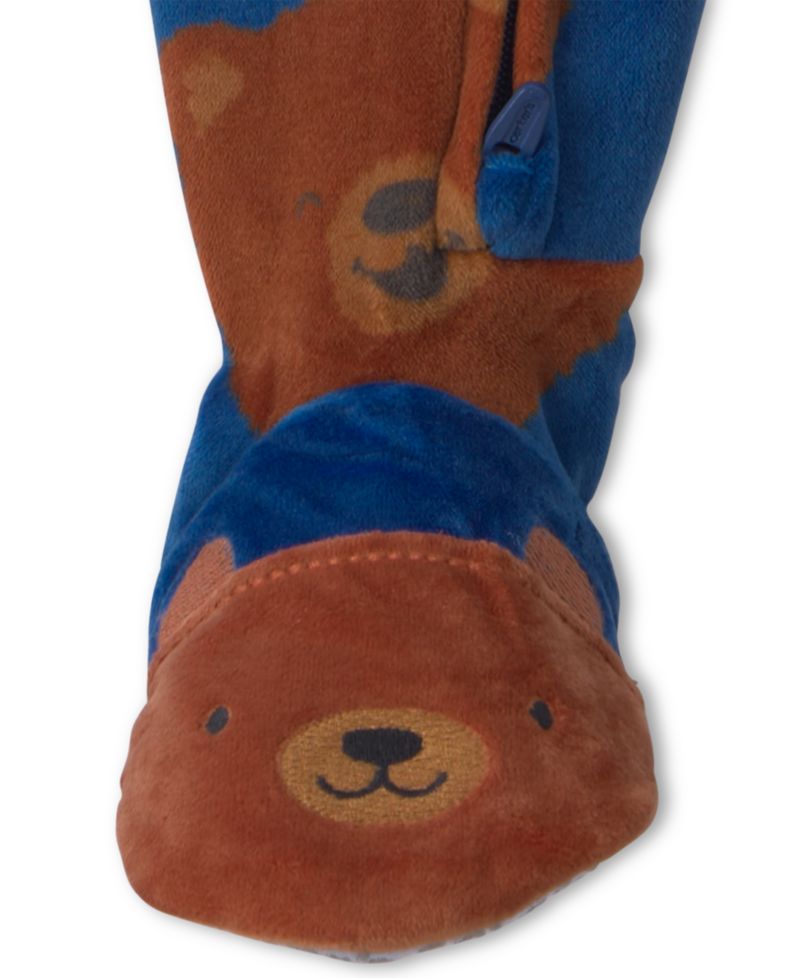 Baby Boys' Bear DreamPlush 2-Way Zipper Footed Pajamas