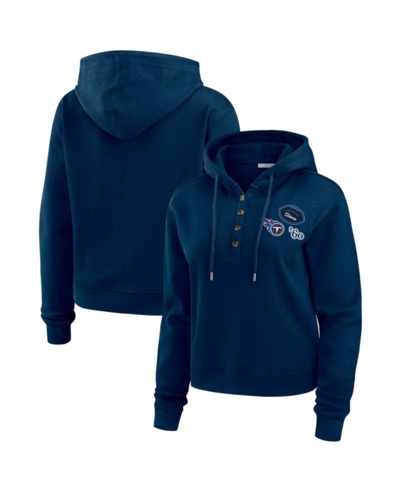 Women's Navy Tennessee Titans Waffle Pullover Hoodie