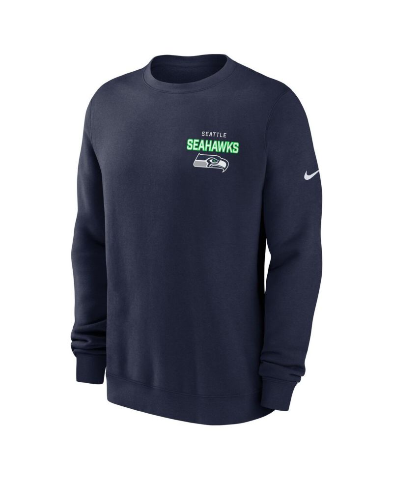 Men's College Navy Seattle Seahawks Primetime Club Fleece Pullover Sweatshirt
