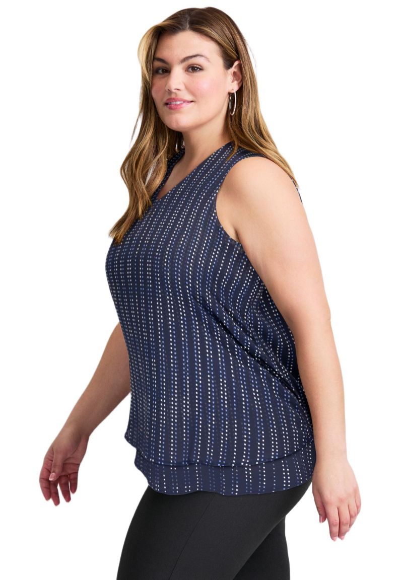 Women's Tops & Tees Plus Size Sleeveless Double Layer Swing Tank