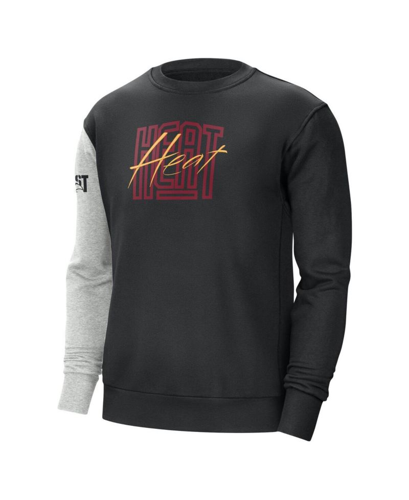 Men's Black/Heather Gray Miami Heat Courtside Versus Force Flight Pullover Sweatshirt