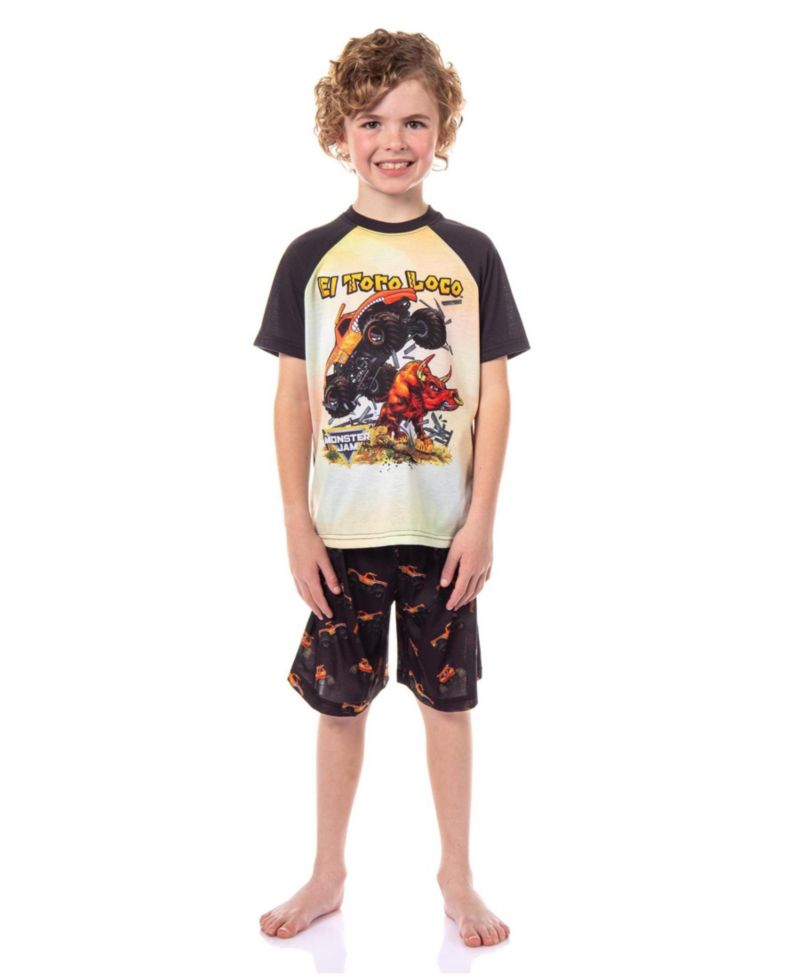 Boys' 4-20 El Toro Loco Crazy Bull Truck Kids 2PC Pajama Set Raglan Short Sleeve Shirt Shorts