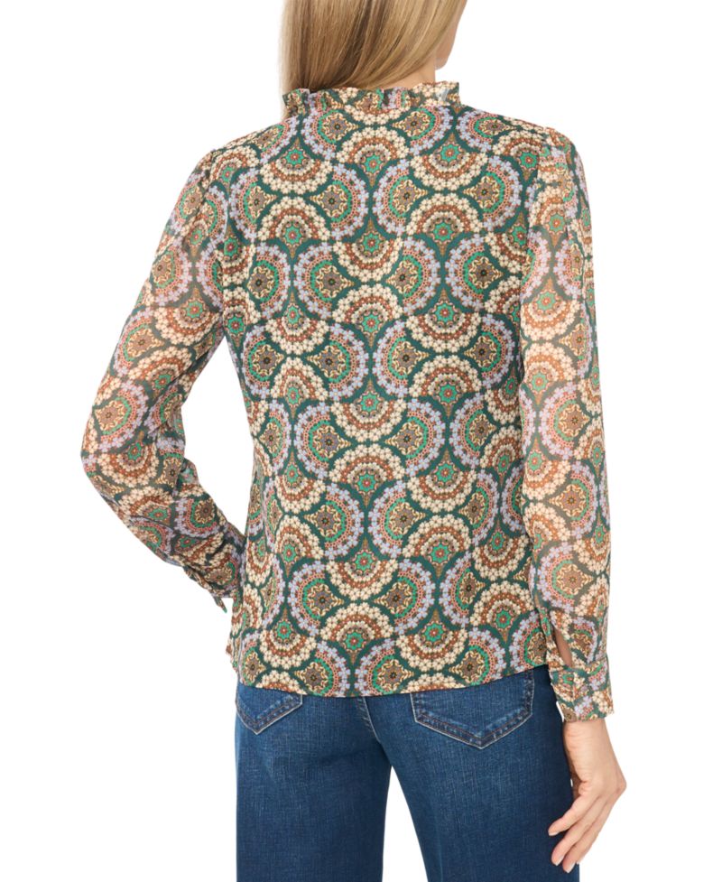 Women's Ruffle Button-Front V-Neck Blouse