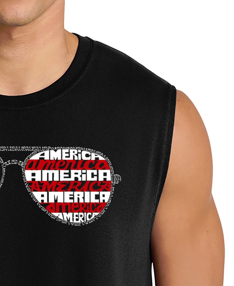Men's Patriotic Sunglasses American Flag Graphic Tank Top