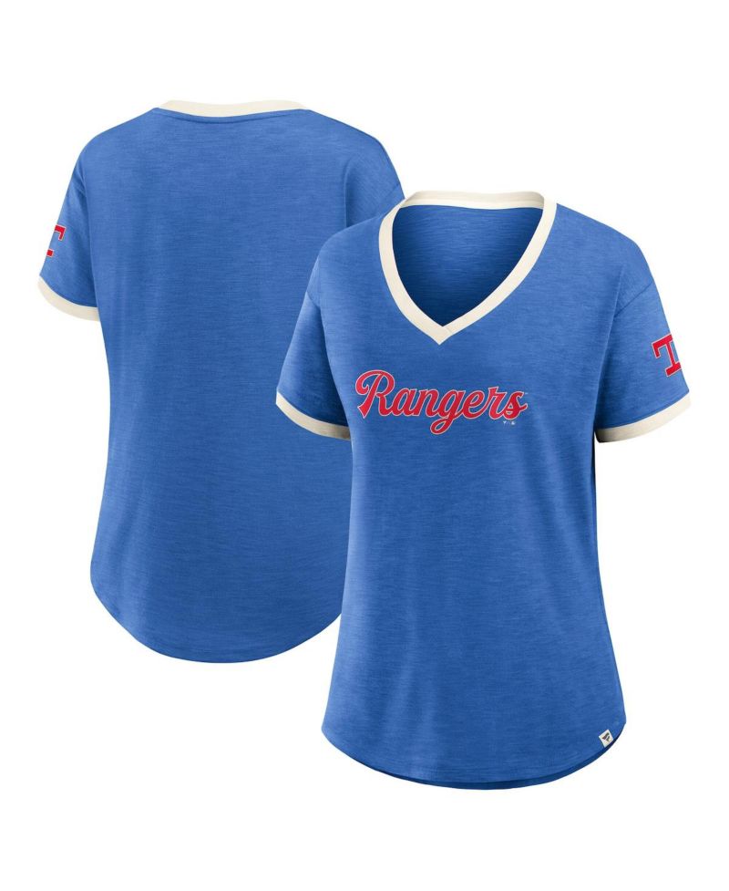 Women's Royal Texas Rangers Relaxed Fit Vintage Play&iquest; Slub V-Neck Fashion Top