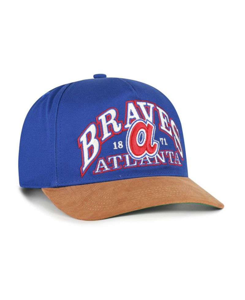 Men's Royal/Brown Atlanta Braves Cooperstown Break Wood Suede Hitch Adjustable Hat