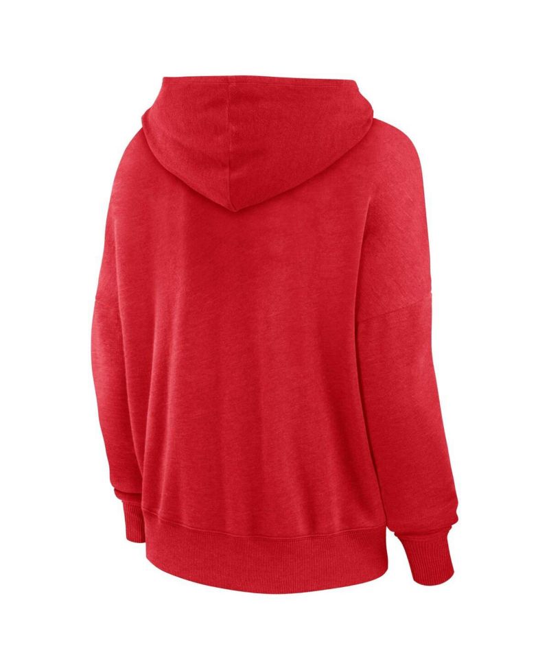 Women's Red Distressed Tampa Bay Buccaneers Heritage Snow Wash French Terry Lace-Up Pullover Hoodie