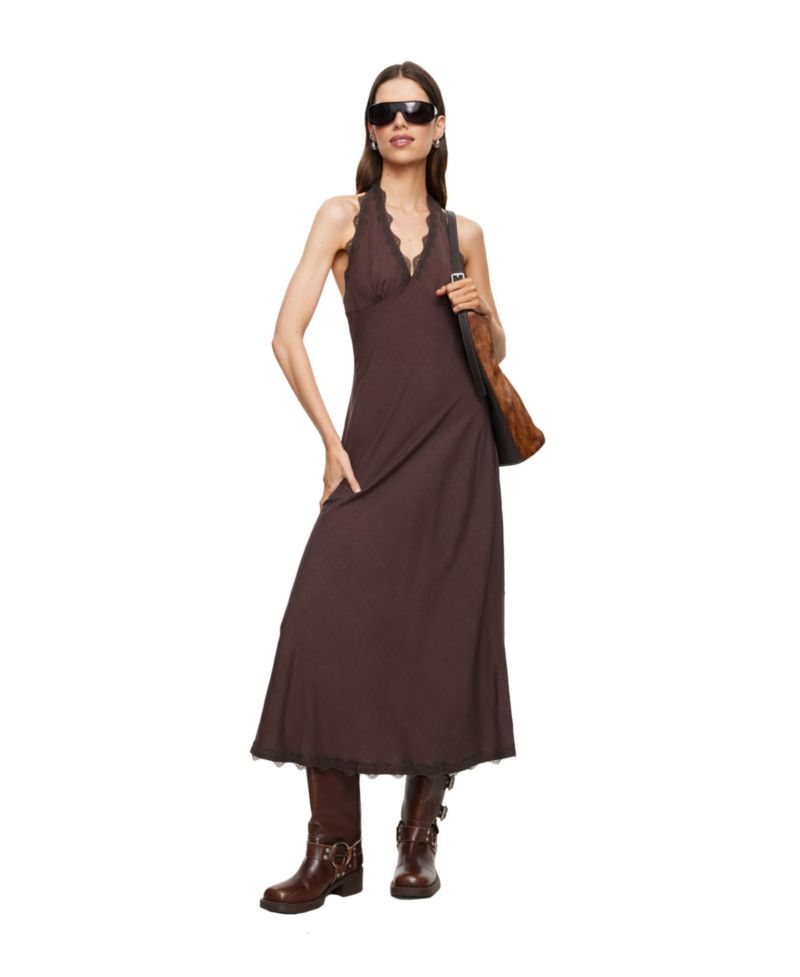 Women's Linen Sleeveless Halter Dress