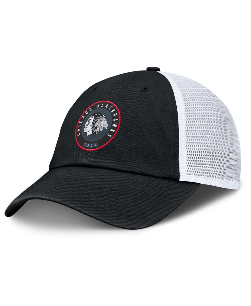 Men's Black/White Chicago Blackhawks Averie Trucker Adjustable Hat