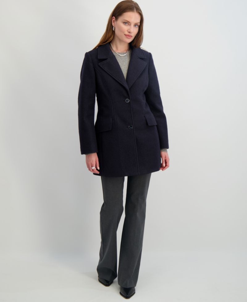 Women's Notched-Collar Single-Breasted Peacoat