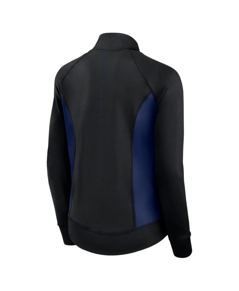 Women's Black New England Patriots Studio Fitted Full-Zip Gym Track Jacket