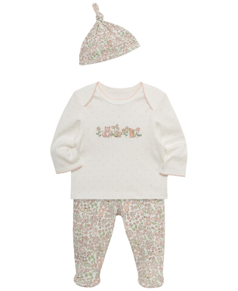 Baby Girls' Woodland Lap-Shoulder Top, Pants and Hat, 3-Piece Set