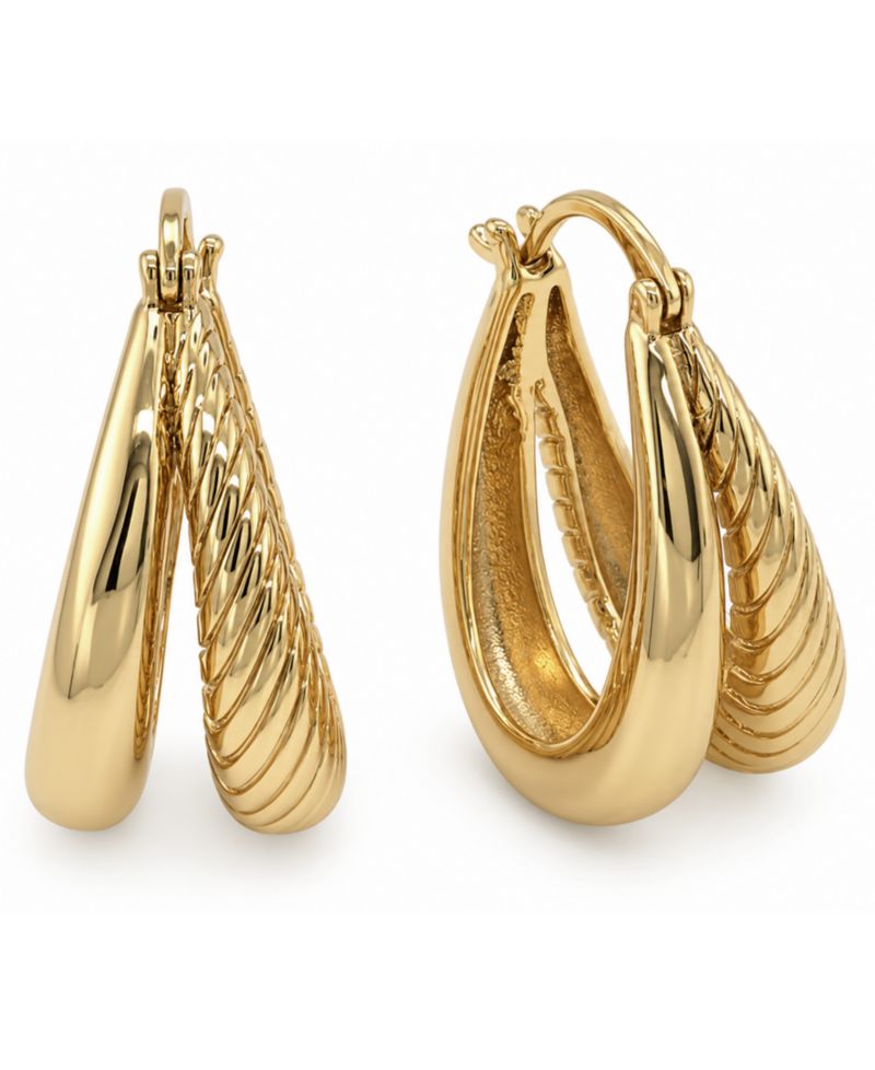 Gold-Tone Plated Split Hoop Earrings