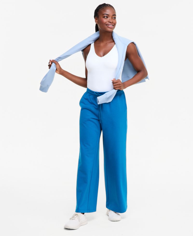 Women's Fleece Open-Hem Wide-Leg Pants