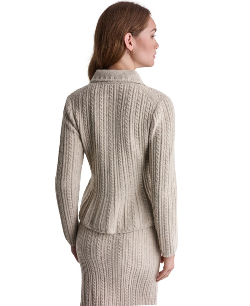 Women's Peplum Cable-Knit Cardigan Sweater