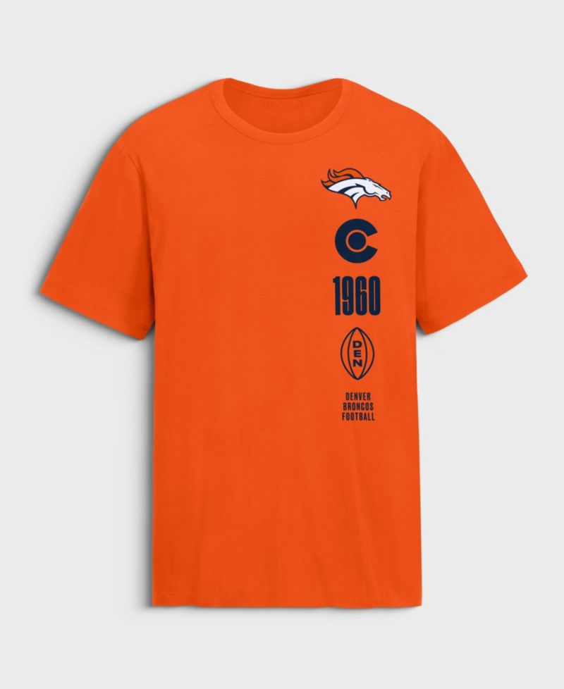 Men's Denver Broncos Breaking Tackles Screen-printed Classic-Fit T-Shirt