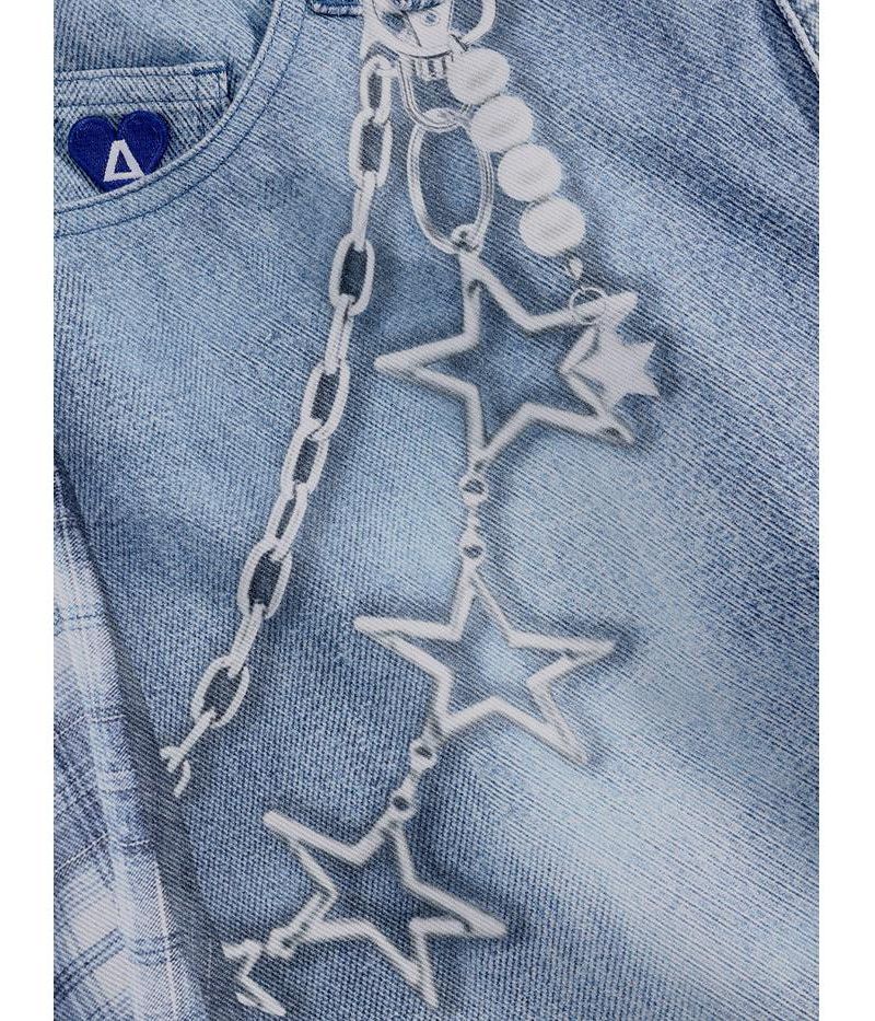 Women's Plaid Panel Chain Jorts