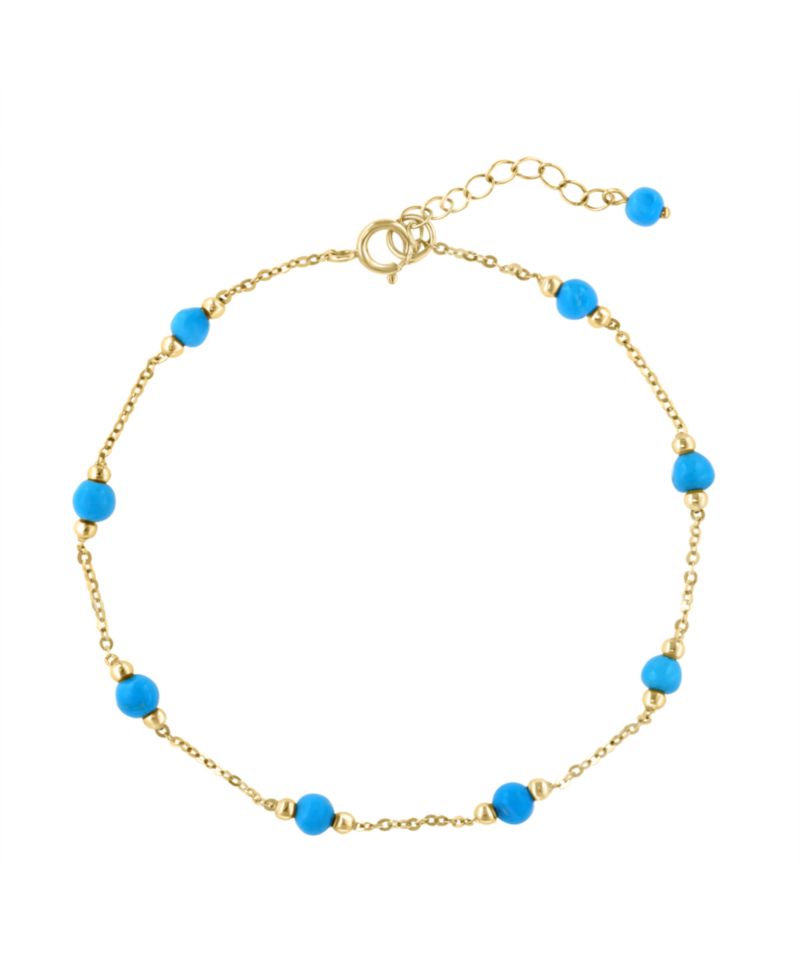 Turquoise (3.5mm) Bracelet in 14k Yellow Gold