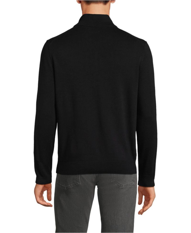 Men's Long Sleeve Fine Gauge Cotton Quarter Zip Sweater