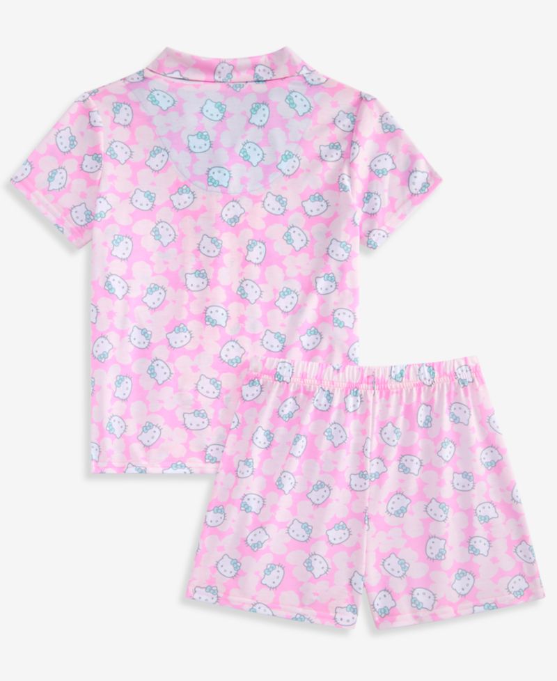 Girls' 4-10 Button-Down Pajamas, 2-Piece Set
